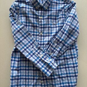 Vineyard Vines Classic Blue and White Plaid Button Down
